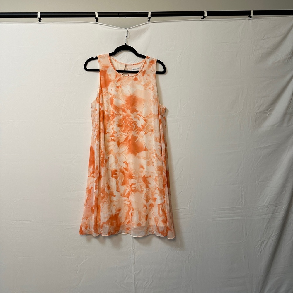 Calvin Klein Orange and White Dress